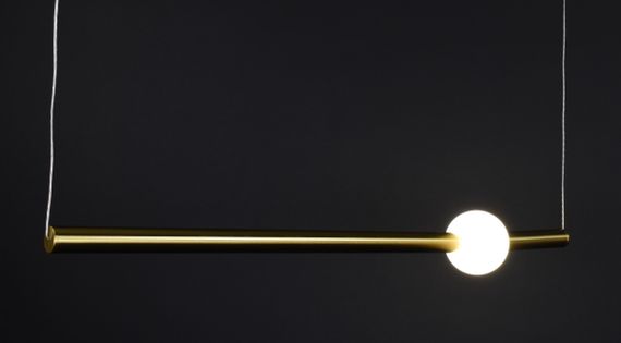 Люстра світлодіодна підвісна LED світильник для квартири на стелю лед 27152 Латунь 15-180х10х90 см. | Зображення 2