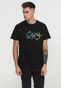 Футболка чоловіча чорна з принтом "Пазл", 2XL