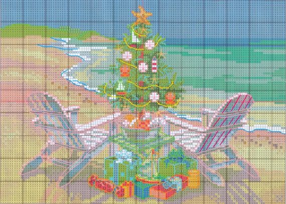 Набор для вышивания крестиком по нанесённой на канву схеме "Christmas tree " .   AIDA 14CT printed, 30*21 см | Зображення 2