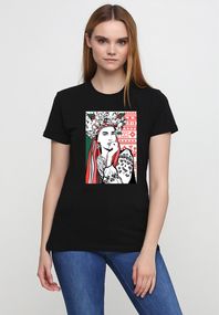 Футболка жіноча чорна з принтом "Українська дівчина", 2XL