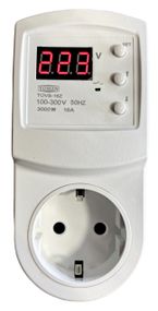 Реле напруги 16 А 3000 W 100-300 V євро вилка з термозахистом з дисплеєм регульоване TOMZN