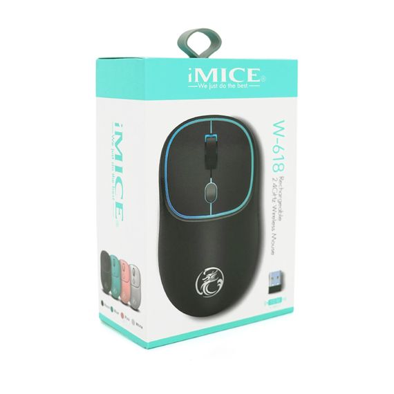Миша бездротова iMICE W-618.4 кнопки, 800/1200/1600 DPI, 2.4Ghz 10м, Rechargable | Зображення 1