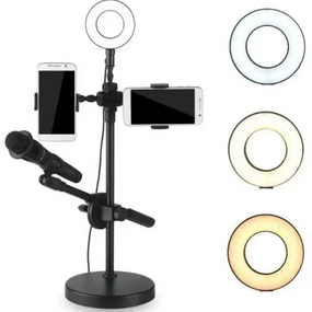 LED світильник кільцевий ing LED Youtuber для фото, відео, стримів, блогів із подвійною підтримкою мікрофона
