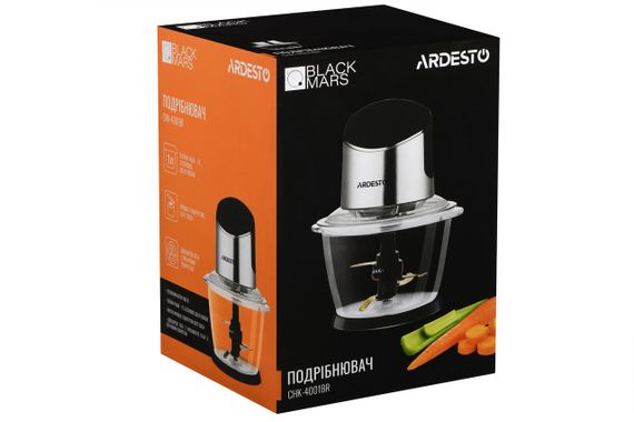 Измельчитель Ardesto CHK-4001BR - 400Вт/1л/стеклянная чаша/покрытие soft touch/ серебр.-черный (CHK-4001BR) | Зображення 4