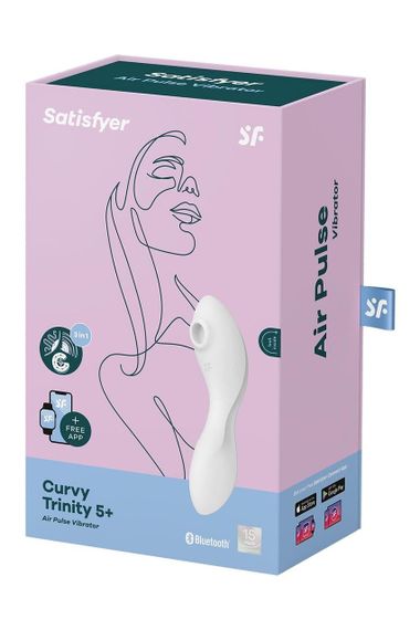 Вакуумний смарт-стимулятор із вібрацією Satisfyer Curvy Trinity 5 (White), керування зі смартфона Sex Aura | Зображення 6