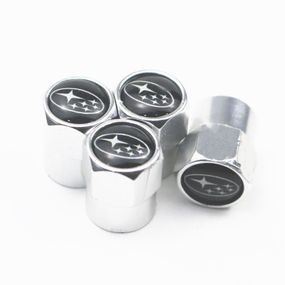 Защитные металлические колпачки Primo на ниппель, золотник автомобильных колес с логотипом Subaru - Silver