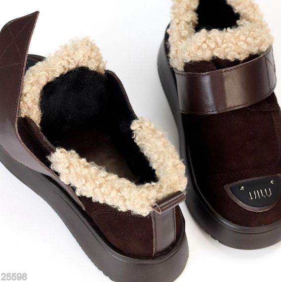 Молодежные дизайнерские зимние автоледи натуралки с опушкой цвет Горький Шоколад | Зображення 5