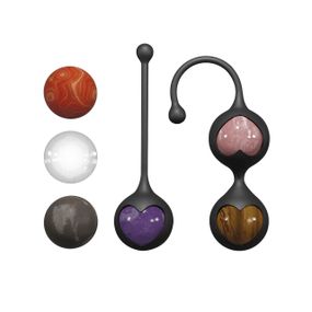 Вагінальні кульки Adrien Lastic Harmony Stones, напівдорогоцінне каміння, діаметр 3 см, 2 тримачі Sex Aura