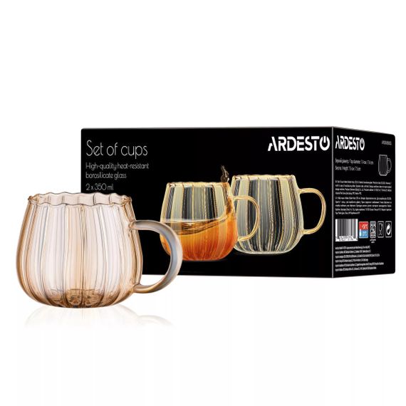 Набор чашек Ardesto Golden Moon AR2635BGG 350 мл 2 шт золотистый | Зображення 3