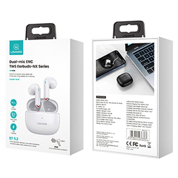 Бездротові TWS навушники Usams-NX10 BT 5.2 White | Зображення 5