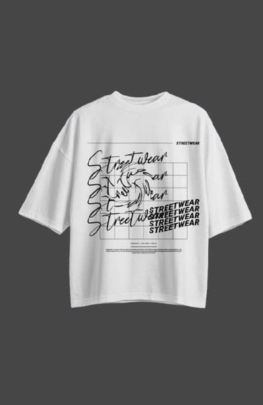 Oversize футболка з принтом Streetwear біла | Зображення 1
