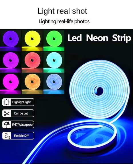 Неоновая светодиодная лента LED Neon Strip 5 м · Неоновый RGB гибкий шнур с управлением от телефона | Зображення 3