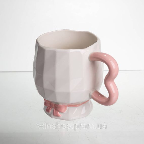 Чашка порцелянова на ніжці 400 (мл) оригінальна кружка на подарунок чашка для чаю та кави Рожевий FM-39C | Зображення 3