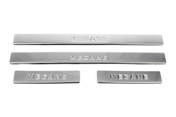 Накладки на пороги (Omsa, 4 шт, нерж) для Renault Megane II 2004-2009 рр | Зображення 2