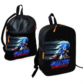 Школьный рюкзак детский Супер Соник + Сумка для обуви спортивной формы рюкзак-мешок для мальчика (01840)