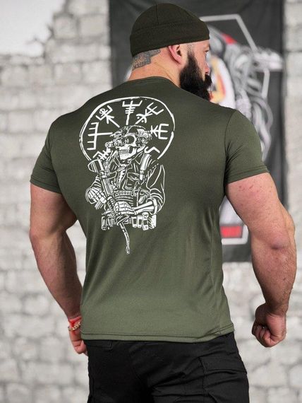 Тактична волога футболка SABUR череп олива ВТ5085