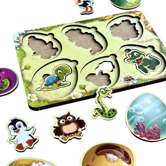 Дерев'яний пазл-сортер "Хто в яйці?" Ubumblebees (ПСФ085) PSF085