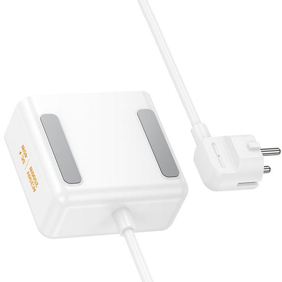 Подовжувач Hoco AC28 Descanso (PD45W/1C/3A/2xSocket) (2m) White | Зображення 4