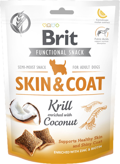 Ласощі для собак Brit Care Functional Snack Skin&Coat для суглобів, криль і кокос, 150г