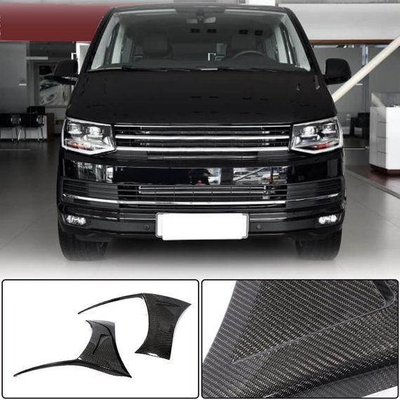 Накладки на передній бампер (для 2015-2019, Карбон) для Volkswagen T6 рр