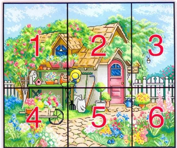 Набір для вишивання за нанесеною на канву схемою "Summer garden cottage"  AIDA 14CT printed, 44*38 см | Зображення 7