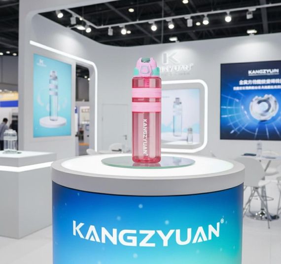 Спортивная бутылка KANGZYUAN 1000 мл (1 л) - Розовая Tritan BPA-free, ударопрочная эко-бутылка с трубочкой и ремешком | Зображення 9