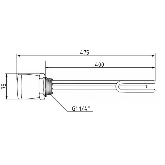 ТЭН с термостатом Galmet GE, 2 кВт, 230 В - 5/4" (1 1/4") (100-140 л) (41020001) | Зображення 1