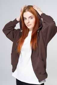 Худі на блискавці жіноче коричневого кольору, 3XL