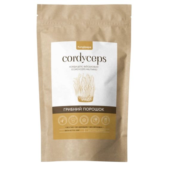 Грибной комплекс Fungipapa Кордицепс военный (Cordyceps militaris) -  грибной порошок 120 г /60 порций/