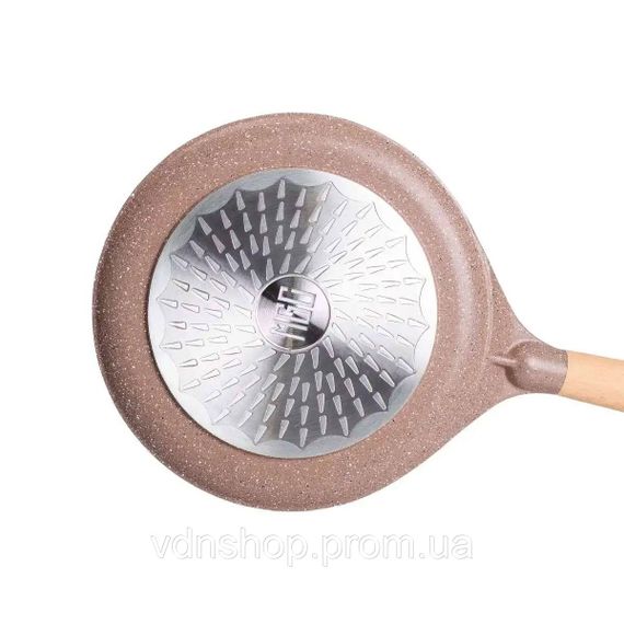 Алюминиевая блинная сковорода с мраморным антипригарным покрытием Ø 26 см, толстое дно MGC кофейного цвета HP-4-429CO | Зображення 3
