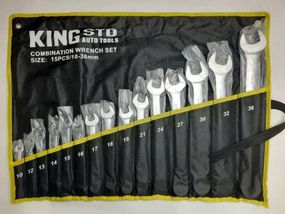 Набір ключів ріжково-накидних 15 пр. 10-36мм KingRoy KR-15 TIR сумка