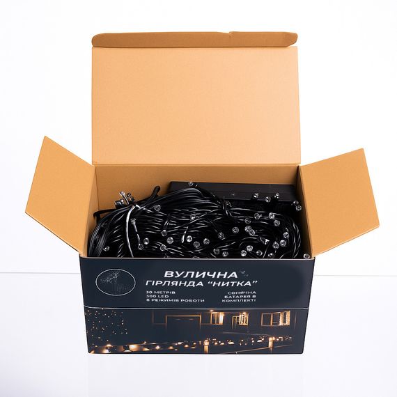 Новорічна гірлянда вулична 30 м 300 LED з сонячною батареєю чорний провід Синій SB300L30MBBL | Зображення 3