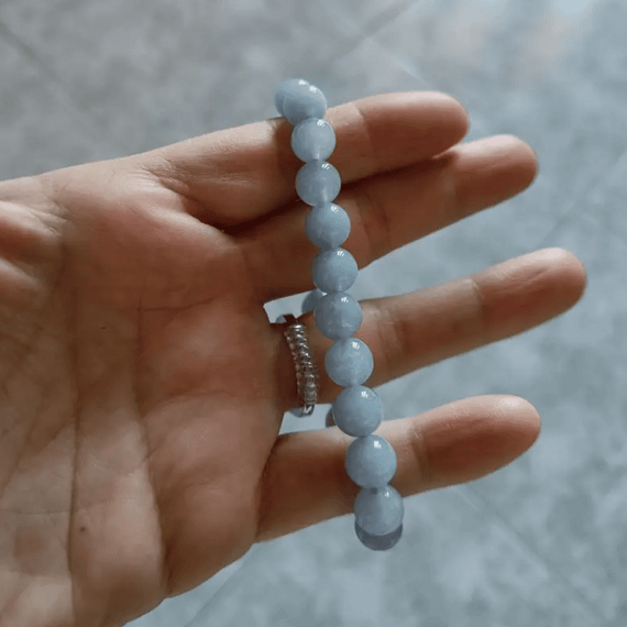 Браслет з аквамаринового каменю 8мм Без бренду 2222186771779 | Зображення 1