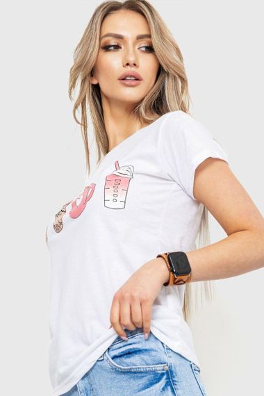 Футболка женская с принтом  цвет белый 221R3004 | Зображення 2