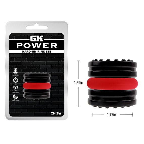 Набір ерекційних кілець Chisa GK Power Hard-On Ring Set, чорне/червоне Sex Aura | Зображення 7