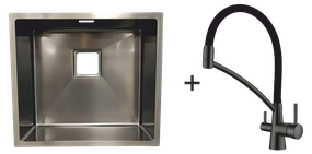 Мийка Quadro 44 Celldecor Nano Graphite + Змішувач FKM 3110 Black Steel 8213.401.0043