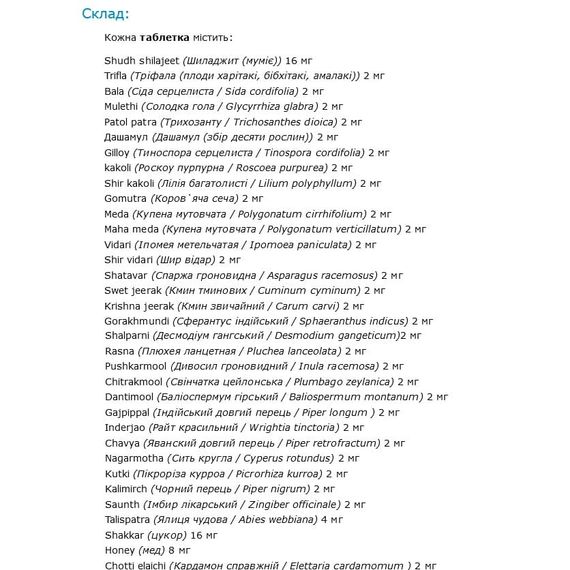 Екстракти для підвищення імунітету Vyas Shiva Gutika 100 Tabs | Зображення 1