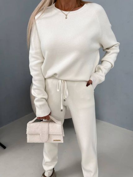 Женский теплый прогулочный костюм из ангоры кофта и штаны, LK144 цвет белый, размер 46/48 | Зображення 5