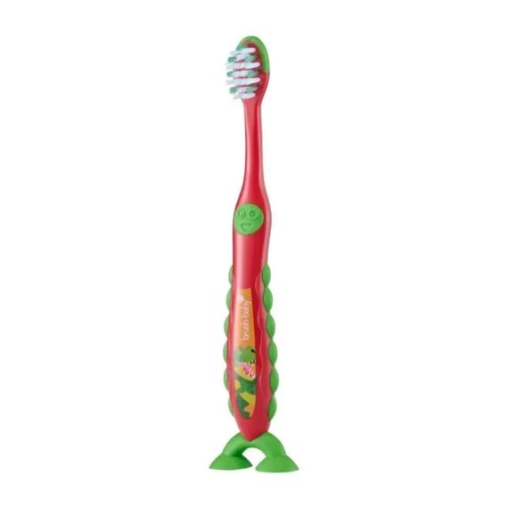 Дитяча зубна щітка на ніжці-липучці Brush-Baby FlossBrush Динозавр (3-6 років), подвійна упаковка | Зображення 1