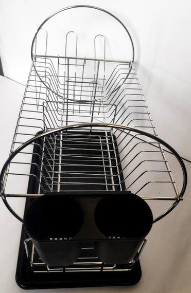 Сушарка для посуду Dish Rack WL-2605 сушка двоярусна з піддоном та відсіком для приладів | Зображення 3
