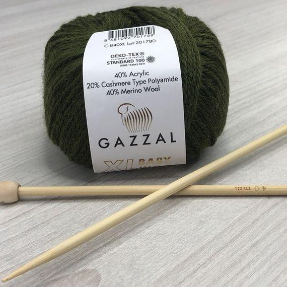 Пряжа Gazzal – Baby Wool XL колір 840 Хакі