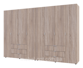 Распашной шкаф для одежды Гелар комплект Doros цвет Сонома 4+4 двери ДСП 310х49,5х203,4 (42002129)