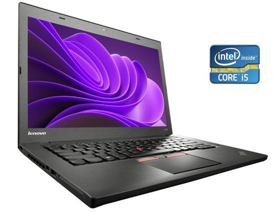 Ультрабук Б-класс Lenovo Thinkpad T450 / 14" (1366x768) TN / Intel Core i5-5200U (2 (4) ядра по 2.2 - 2.7 GHz) / 8 GB DDR3 / 240 GB SSD / Intel HD Graphics 5500 / WebCam б/у