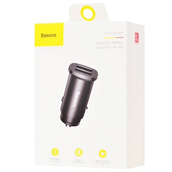 АЗП Baseus Square Metal QC3.0 30W (2USB-A) (CCALL-DS) Чорний | Зображення 3