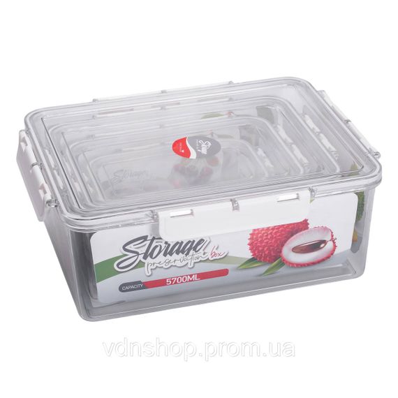 Набор контейнеров для еды 0.7/1.7/3.3/5.7 л 4 шт с крышками на защелках HP-27-5 | Зображення 5