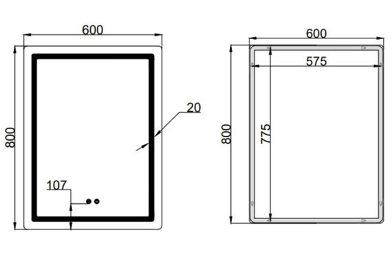 Дзеркало Qtap Mideya (MI2) прямокутне з LED-підсвічуванням Touch QT2078F6080 | Зображення 1