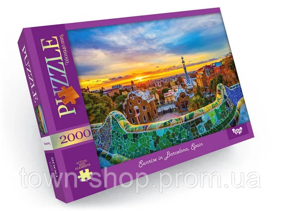 Пазл "Sunrise in Barselona, Spain" Danko Toys C2000-01-02, 2000 эл.