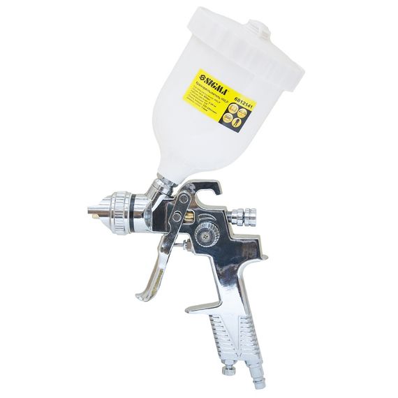 Фарборозпилювач хромований Sigma HVLP 1.8 мм з верхнім баком 600 мл (6812141)
