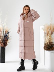Подовжена зимова куртка-пуховик арт.А-520, пудра