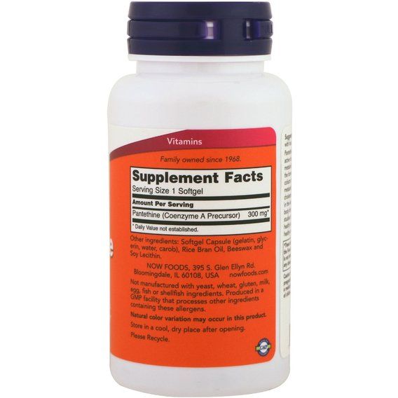 Пантотеновая кислота NOW Foods Pantethine 300 mg 60 Softgels | Зображення 1